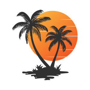 Icon PDP Glas Karribisches Flair mit Palmen