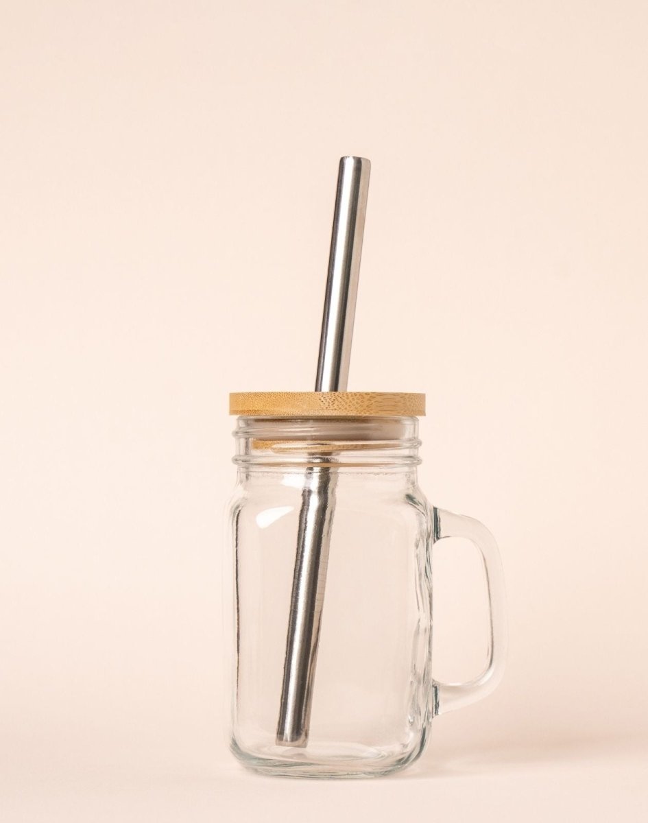 Caribbean Cup – XL-Glas mit Bambus-Deckel & Aluminium-Strohhalm