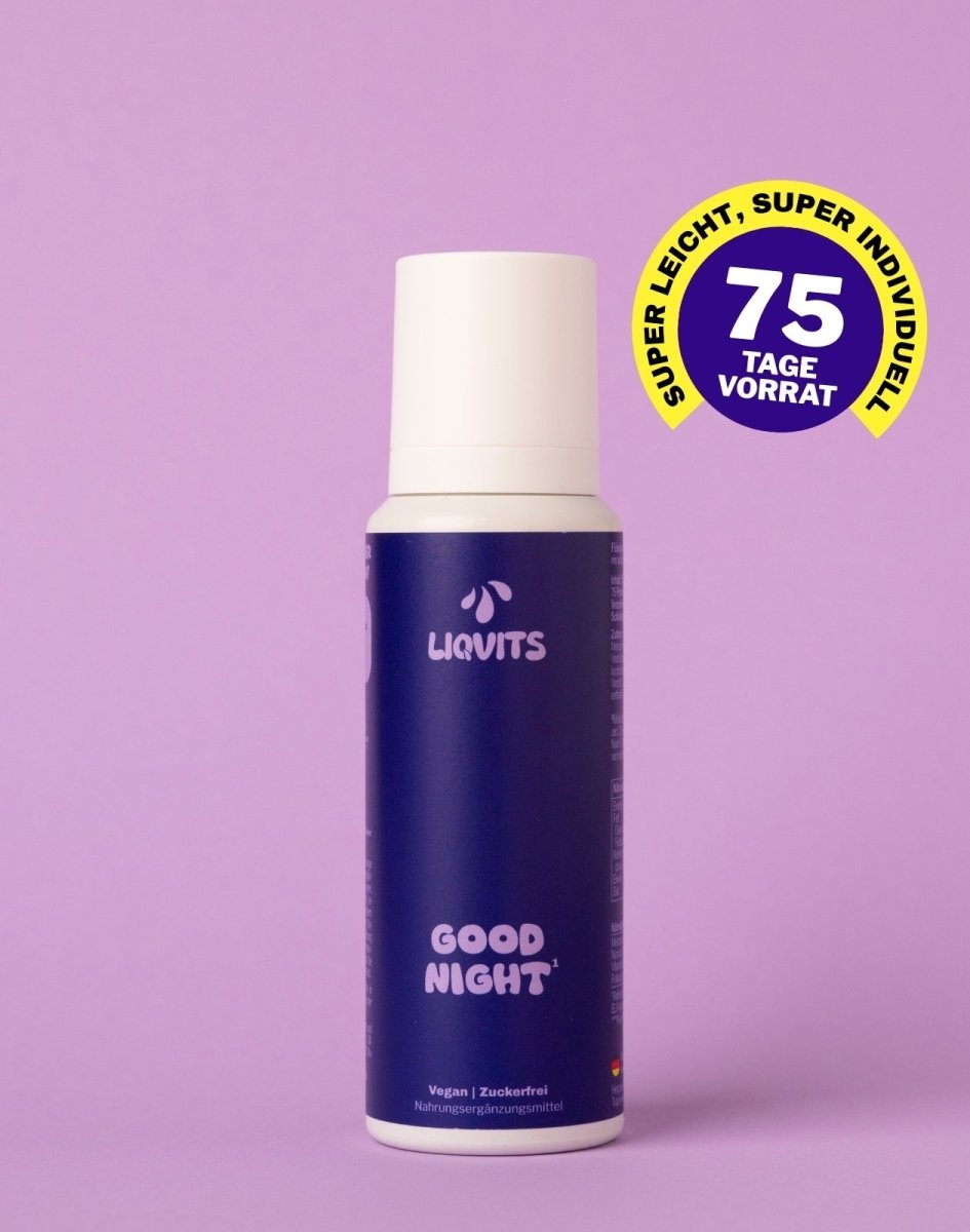 LiqVits Good Night mit Melatonin Nahrungsergänzungsmittel mit Hinweis auf 75 Tage Vorrat bei 1mg Melatonin pro Portion