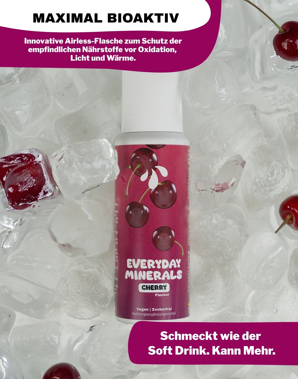 LiqVits-Everyday Minerals - Cherry-Nahrungsergänzungsmittel-1201-Flasche auf Eis mit Bioaktivität