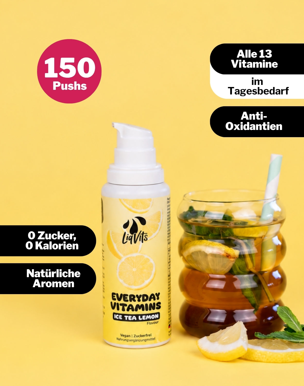 LiqVits Everyday Vitamins - Ice Tea Lemon - Nahrungsergänzungsmittel mit allen 13 Vitaminen CWS-Vitamine
