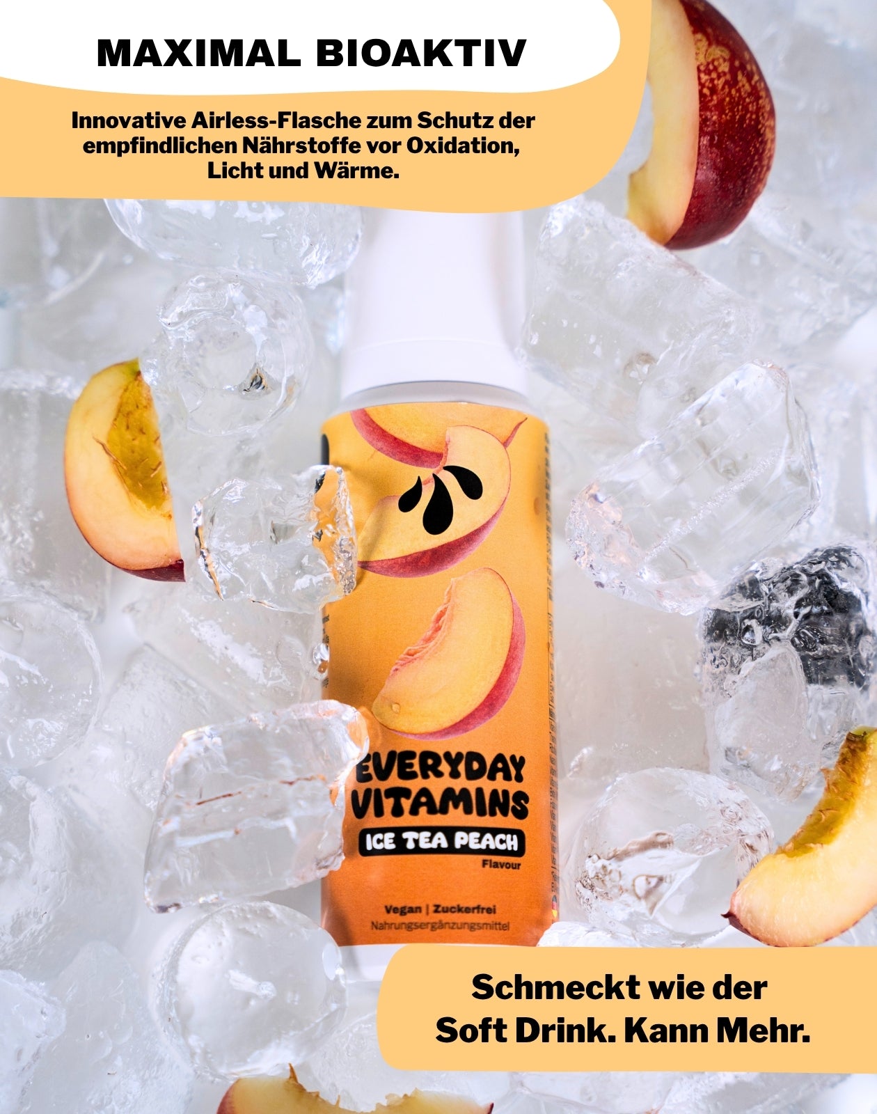 LiqVits-Everyday Vitamins - Ice Tea Peach-Nahrungsergänzungsmittel Airless Flasche für maximale Frische der flüssigen Vitamine