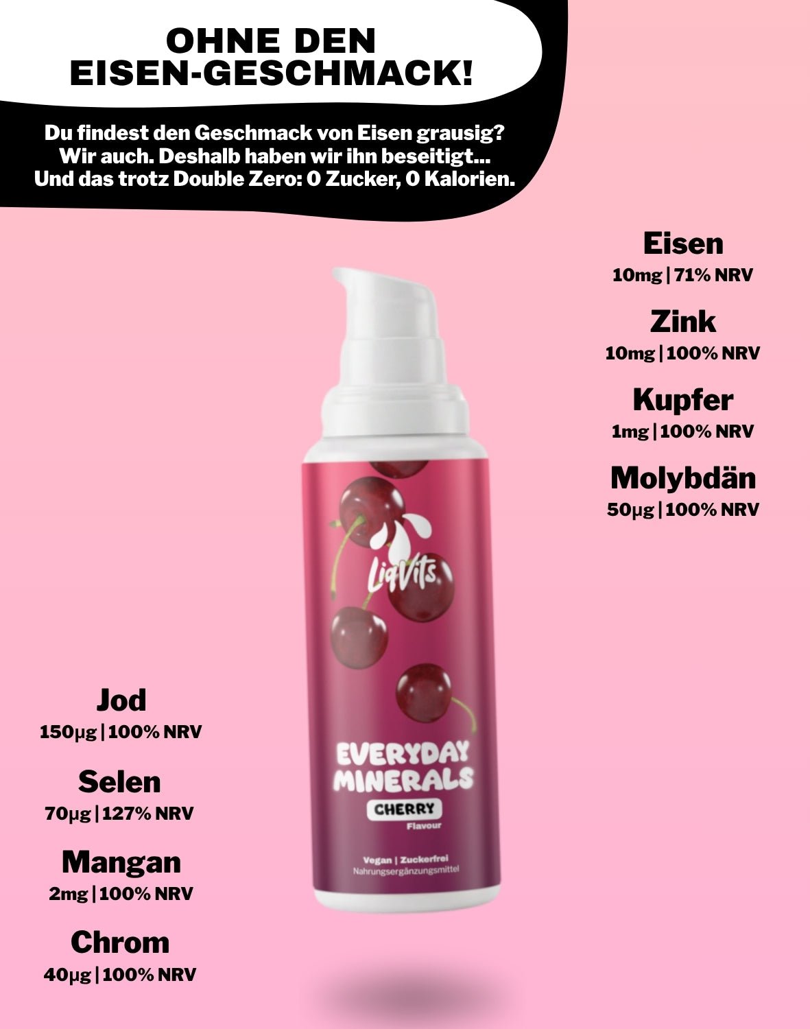LiqVits fluessige Nahrungsergaenzungsmittel Everyday Starter Set Be Healthy-Alle 13 Vitamine 100% NRV-8 Spurenelemente inkl. Eisen Zink Kupfer-Ohne Eisengeschmack NRV